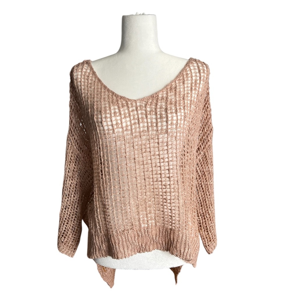POL Off the Shoulder Croshet Fishnet Sweater Size S